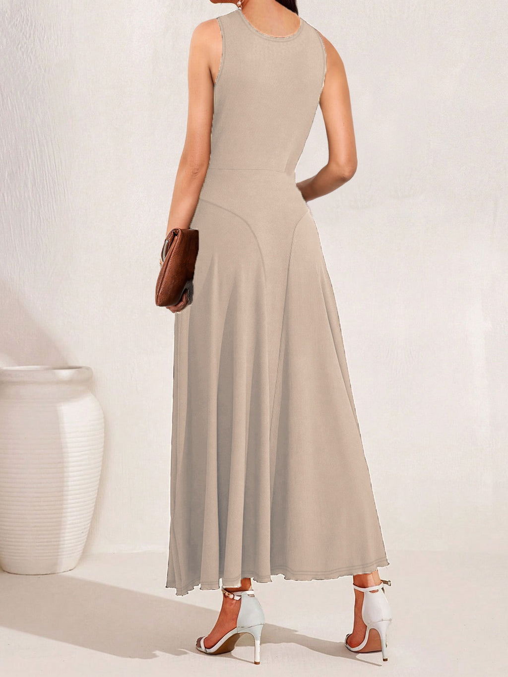 Crisscross Halter Neck A-line Midi Dress (11)