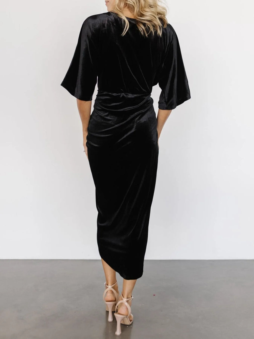 Ruched Surplice Half Sleeve Dress (8)