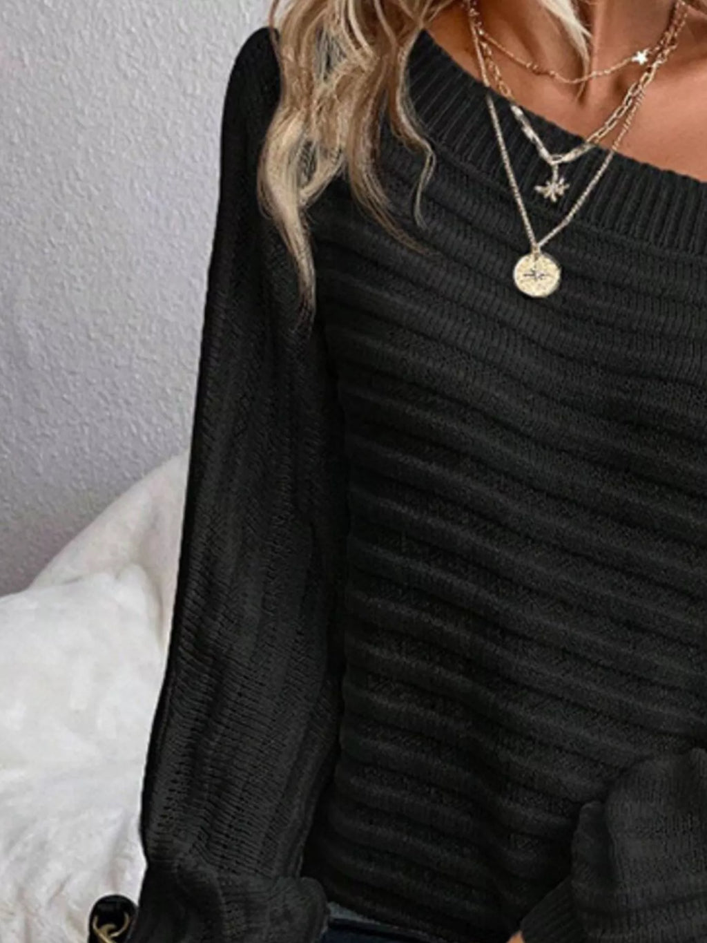One Shoulder Ribbed Knit Sweater (9)