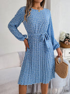 Ditsy Floral Tie Waist Pleated Dress (3)