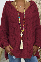 Cable-knit Hooded Sweater (2)