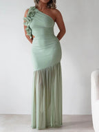 One-shoulder Ruffle Trim Maxi Dress (8)