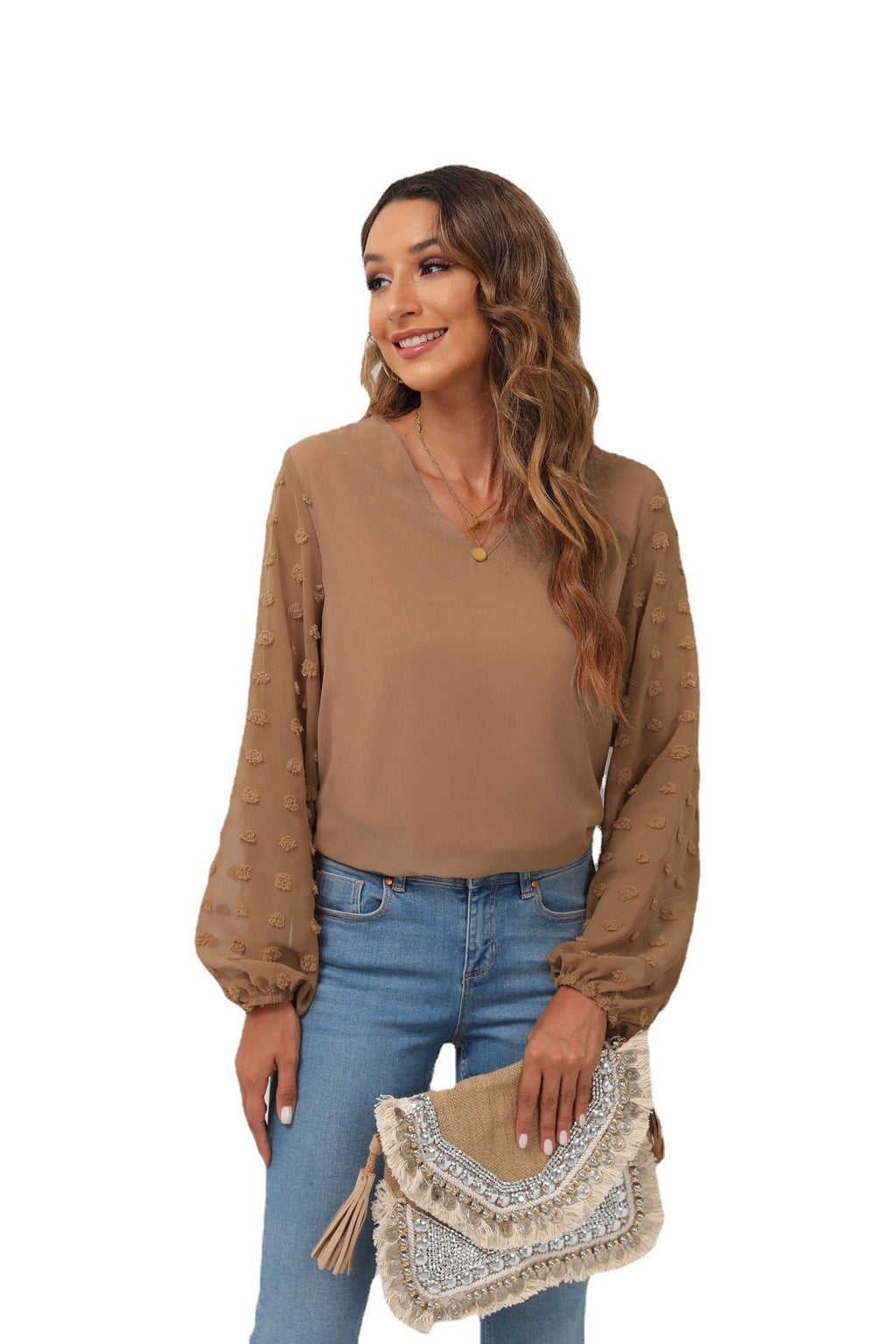 Swiss Dot Balloon Sleeve Blouse (5)