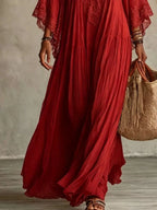 Lace Trim V-neck Maxi Dress (19)