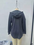 Drawstring Waffle Knit Hoodie (12)
