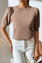 Round Neck Puff Sleeve Knit Top (12)