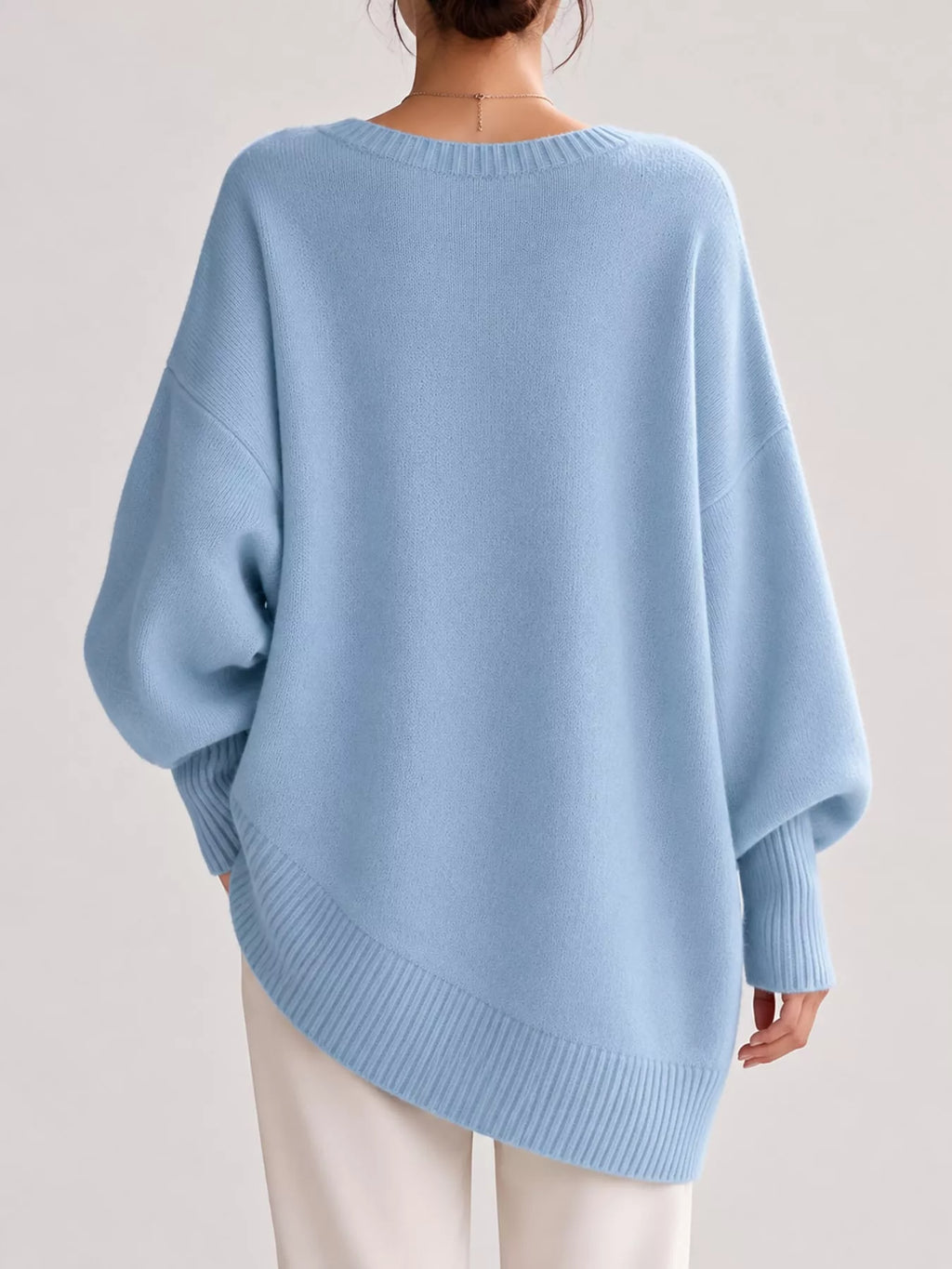 Full Size V-neck Oversized Batwing Sleeve Sweater Plus (8)