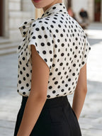 Polka Dot Tie Neck Blouse (2)