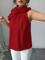 Ruffle High Neck Sleeveless Top (14)