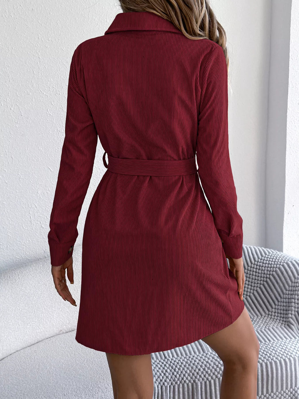 Button-front Corduroy Shirt Dress (6)