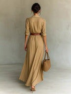 Button Front Long-sleeve Shirt Maxi Dress (2)