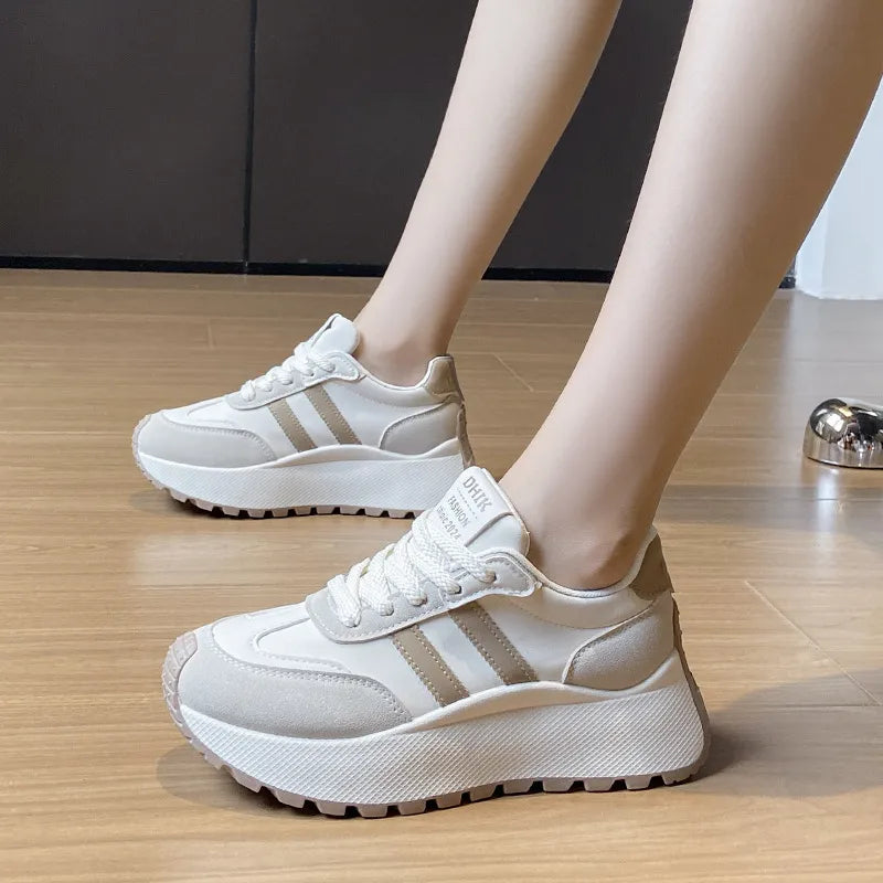 Side Striped Lace Up Platform Athletic Sneakers (6)