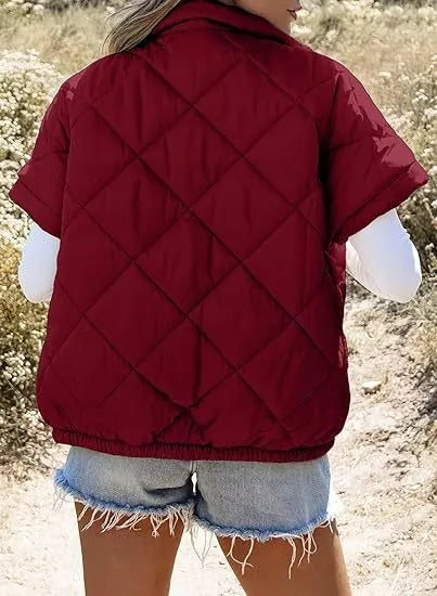 Quilted Zip Up Short Sleeve Winter Coat (22)