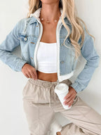 Distressed Zip Up Cropped Hooded Denim Jacket (3)