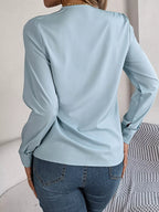 Layered V-neck Long Sleeve Blouse (2)