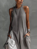 Two-tone Sleeveless Maxi Dress (3)