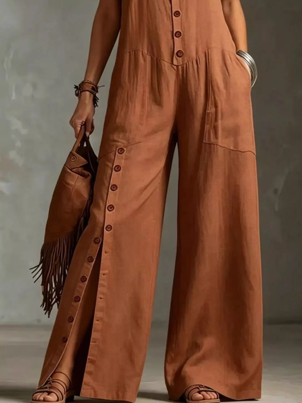 Full Size Sleeveless Button Front Wide Leg Jumpsuit Plus (8)