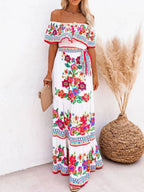 Floral Off Shoulder Ruffle Maxi Dress (4)