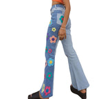 Pattern Colorblock Bootcut Jeans photo 5