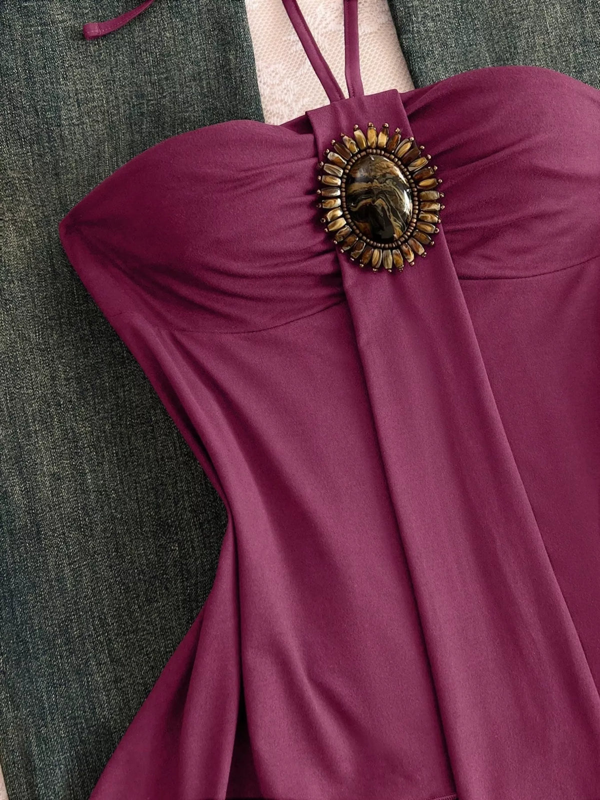 Embellished Front Halter Neck Cami (14)