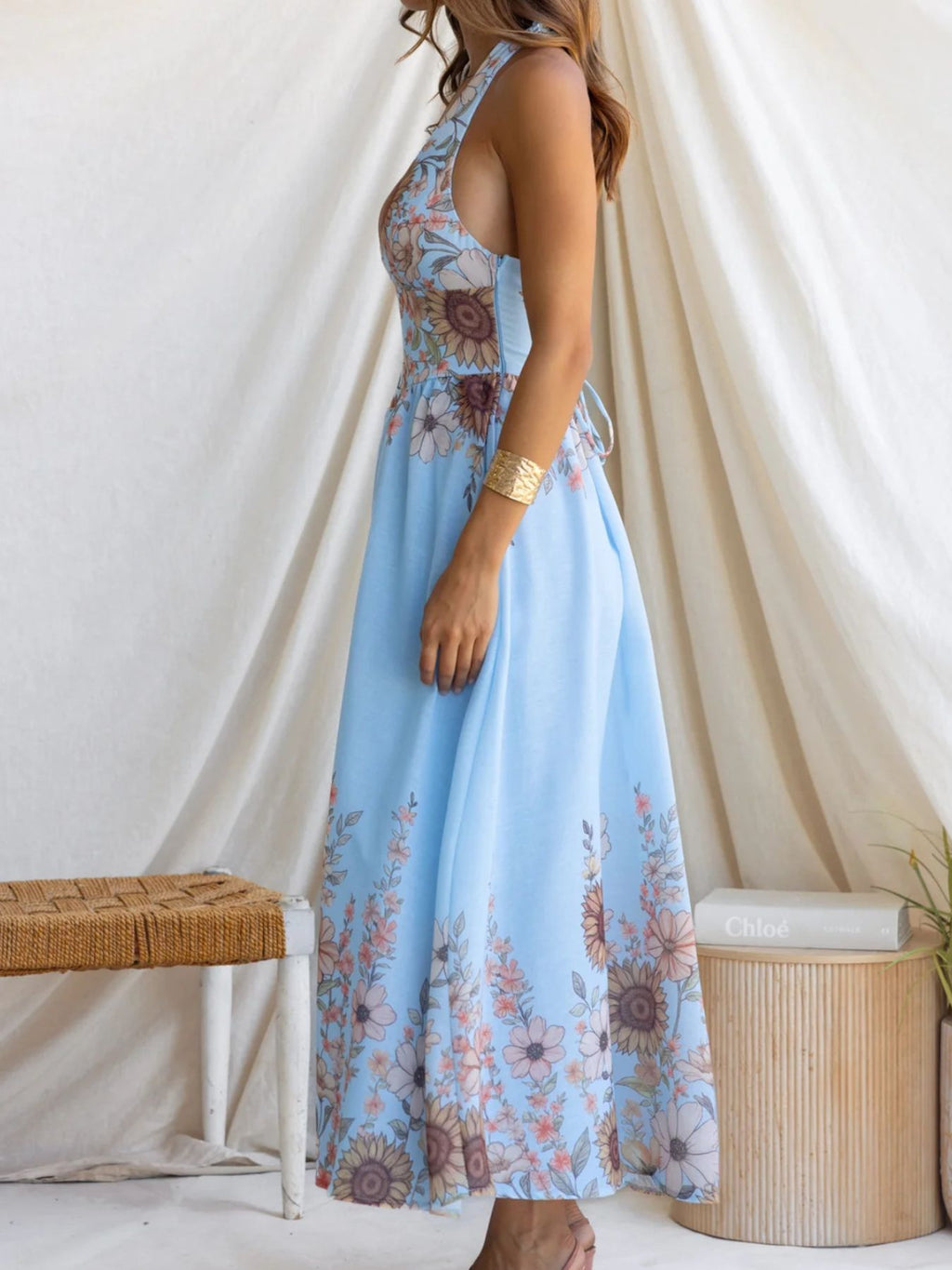 Floral Print Halter Neck Maxi Dress (11)