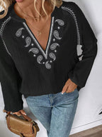 Paisley Notched Balloon Sleeve Blouse (14)