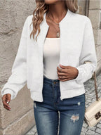 Textured Knit Zip-up Bomber Jacket (30)