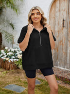 Half Zip Short Sleeve Hooded Top (19)