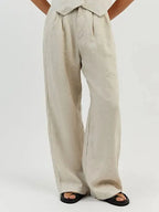 Full Size V-neck Vest Wide Leg Pants Set Plus (3)