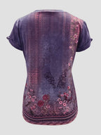 Printed Round Neck Short Sleeve T-shirt (11)