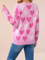 Heart Pattern Beaded Round Neck Sweater (3)