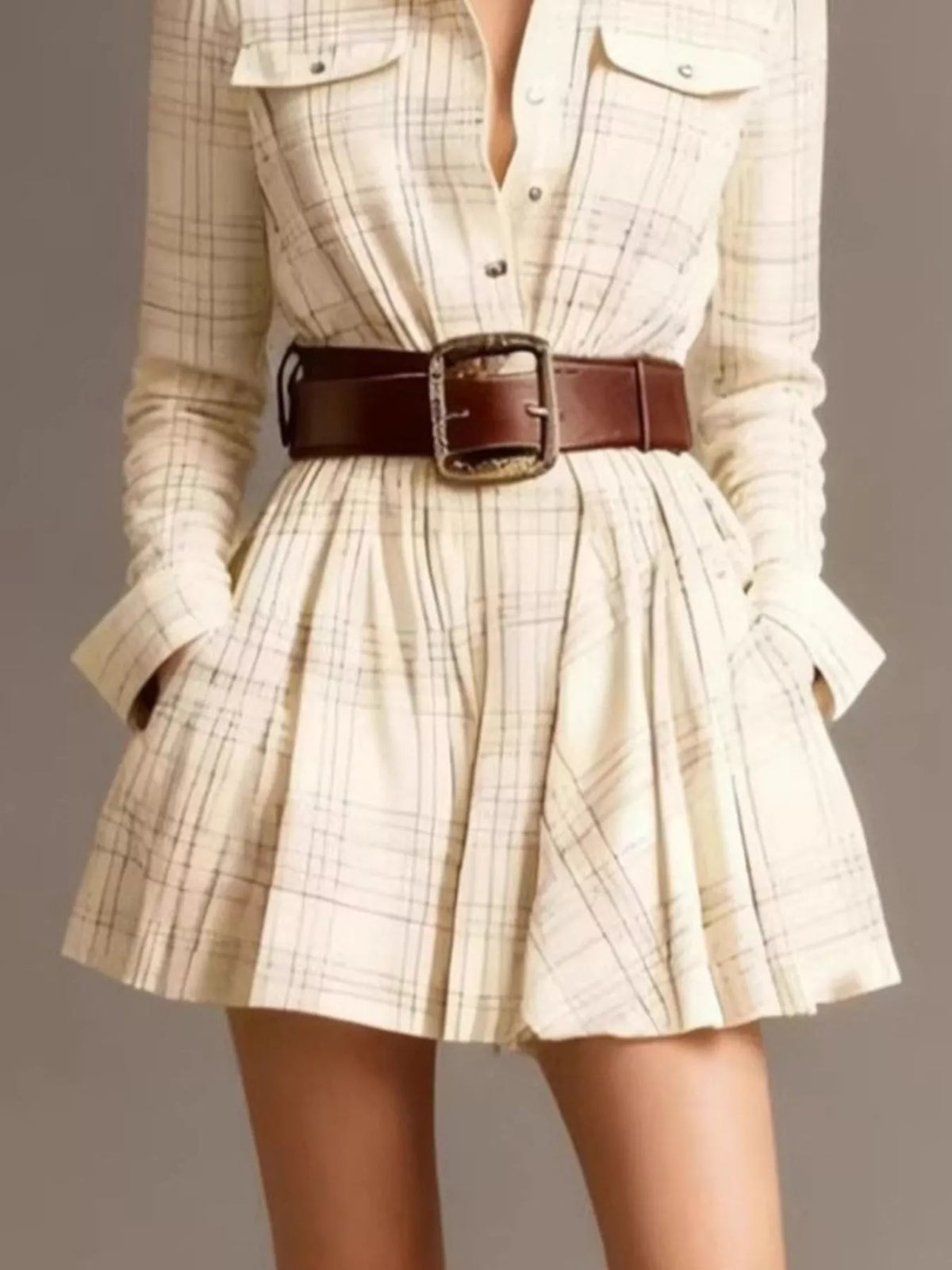 Plaid Long Sleeve Shirt Dress (8)