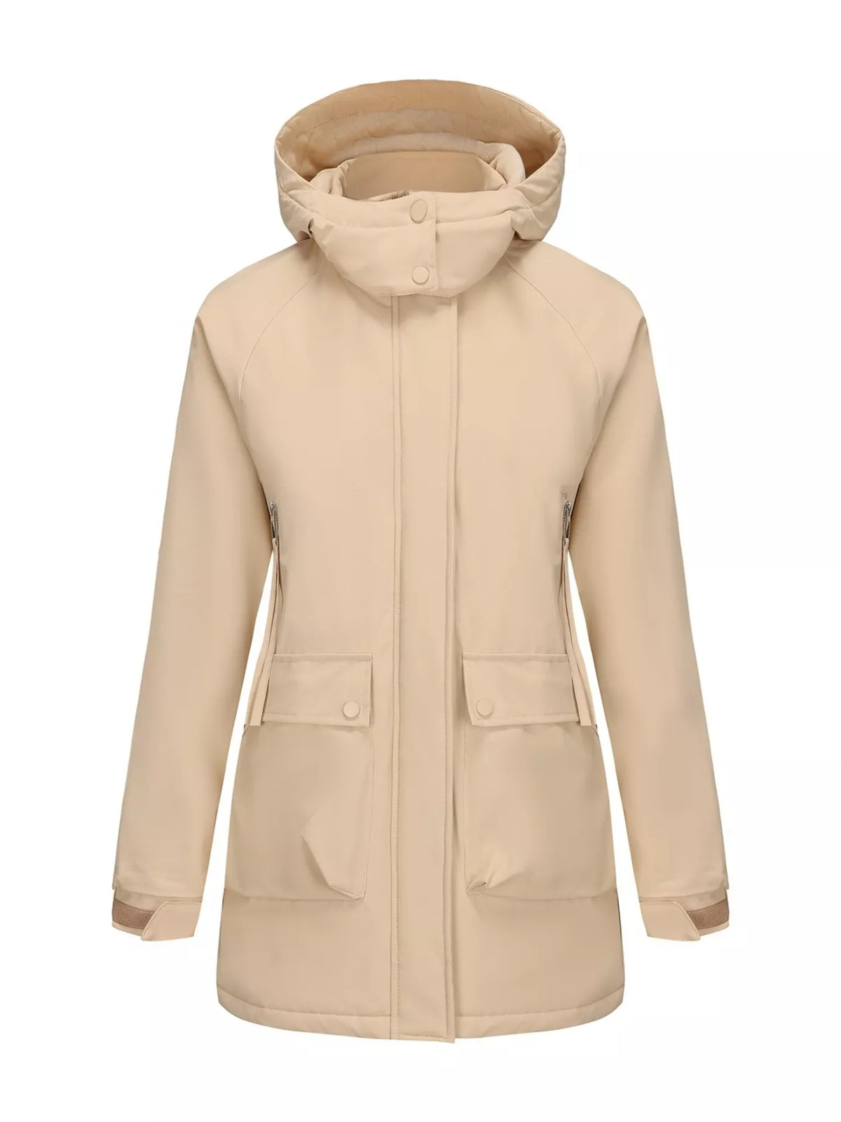 Full Size Zip Up Hooded Parka Outerwear Plus (18)