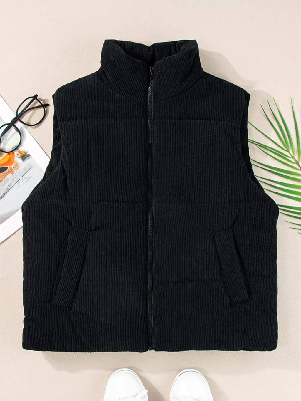 Corduroy Zip Up Vest Coat (5)