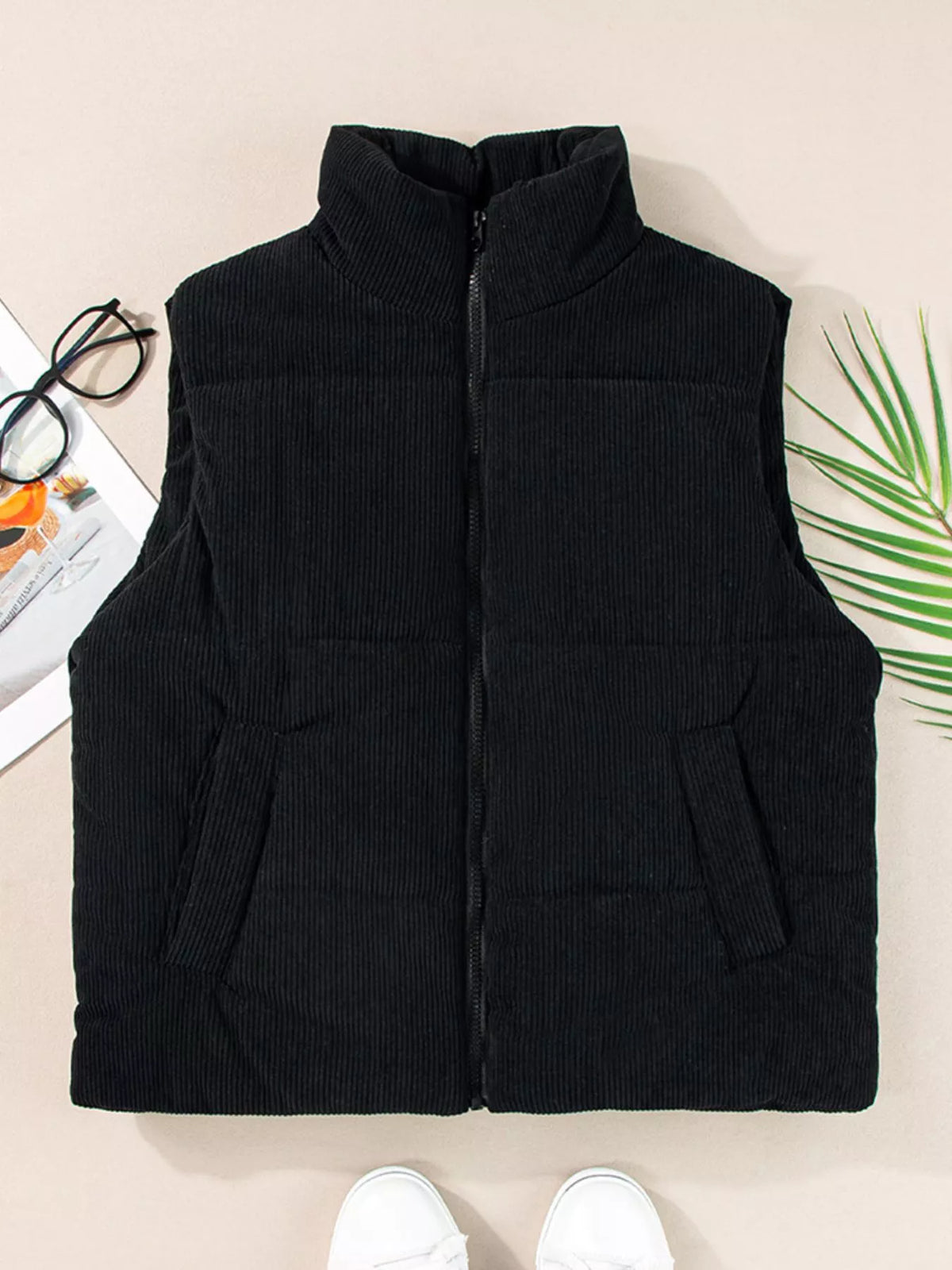 Corduroy Zip Up Vest Coat (5)