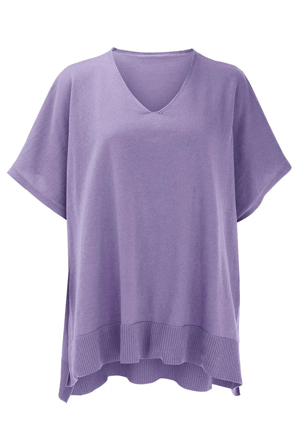 Slit V-neck Half Sleeve Knit Top (17)