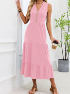 Sleeveless Notched Tiered Midi Dress (26)