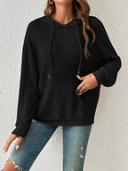 Ribbed Dropped Shoulder Drawstring Hoodie (16)