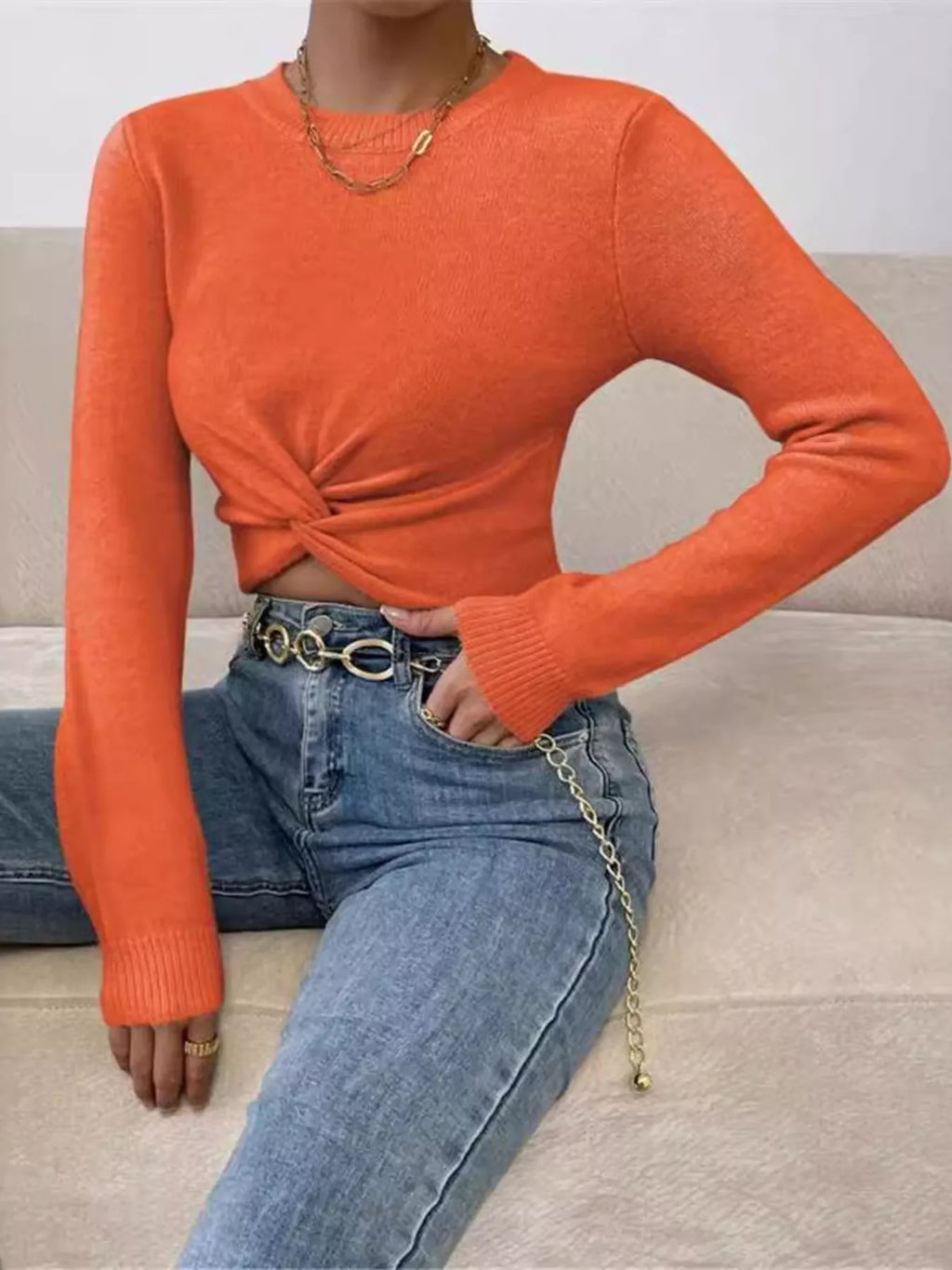 Twisted Front Cropped Knit Top (15)