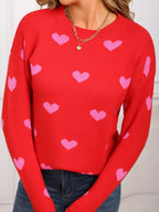 Valentine's Day Heart Pattern Dropped Shoulder Sweater (19)