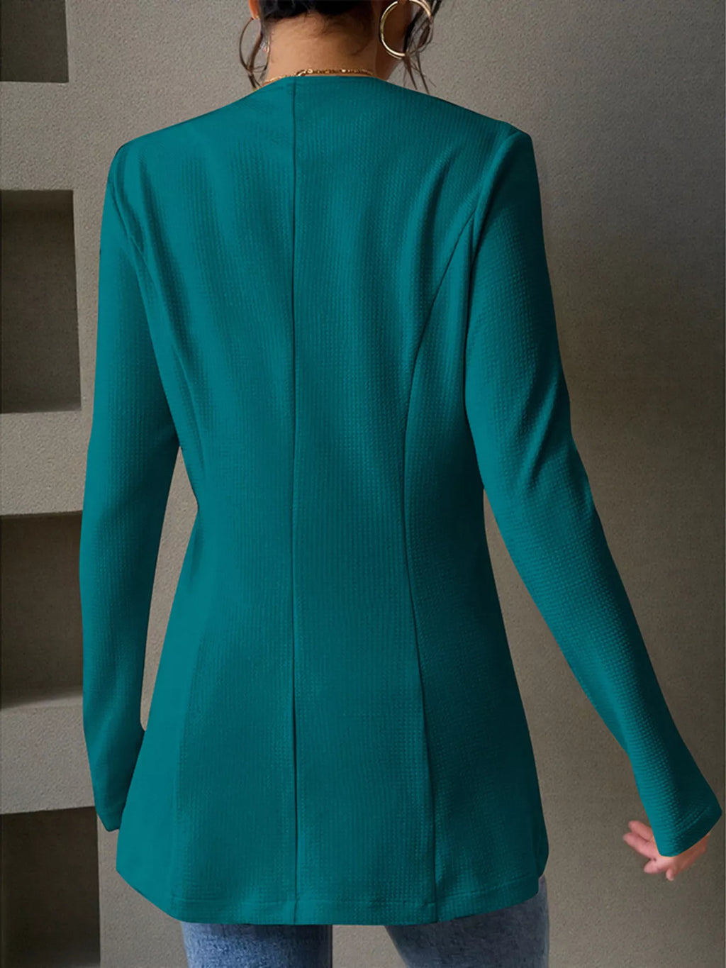 One Button Long Sleeve Blazer (29)