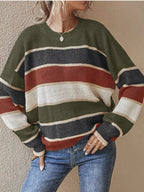 Block Striped Crew Neck Sweater (10)