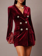 Velvet Double-breasted Blazer Dress (4)