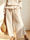 Velvet Peplum Top Wide-leg Pants Set (3)