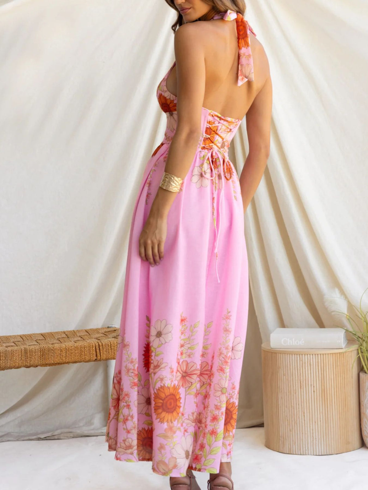 Floral Print Halter Neck Maxi Dress (18)