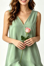 Full Size Sleeveless V-neck Ruffle Hem Mini Dress Plus (9)