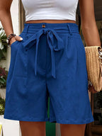 Tied High Waist Shorts Pockets (15)