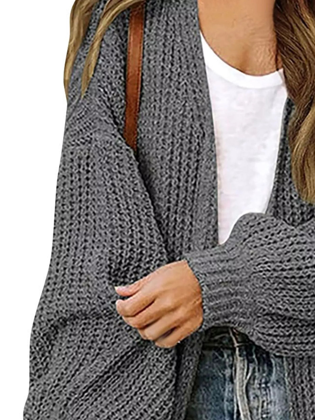 Chunky Knit Open Front Cardigan (11)