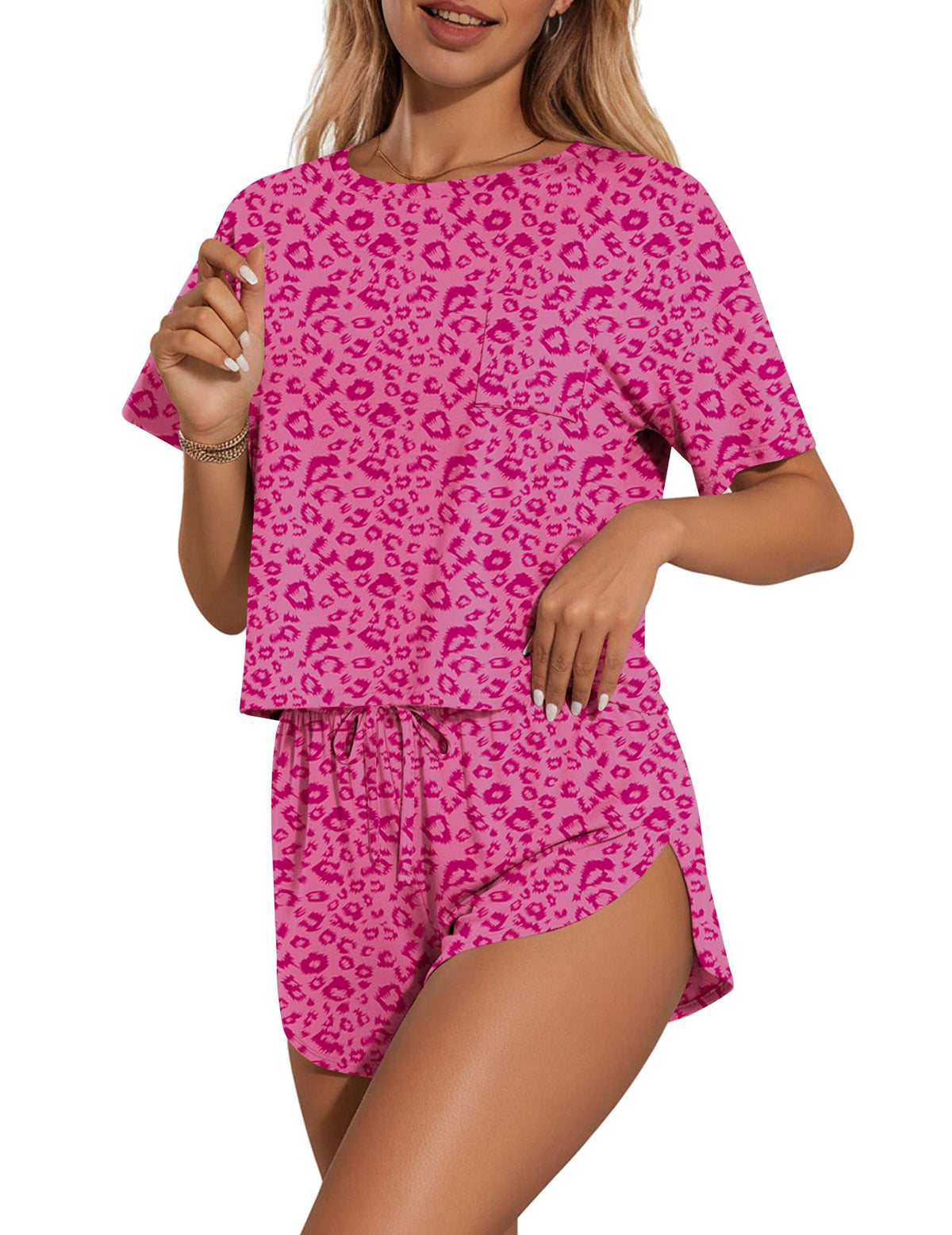 Printed Round Neck Tee Shorts Set (6)