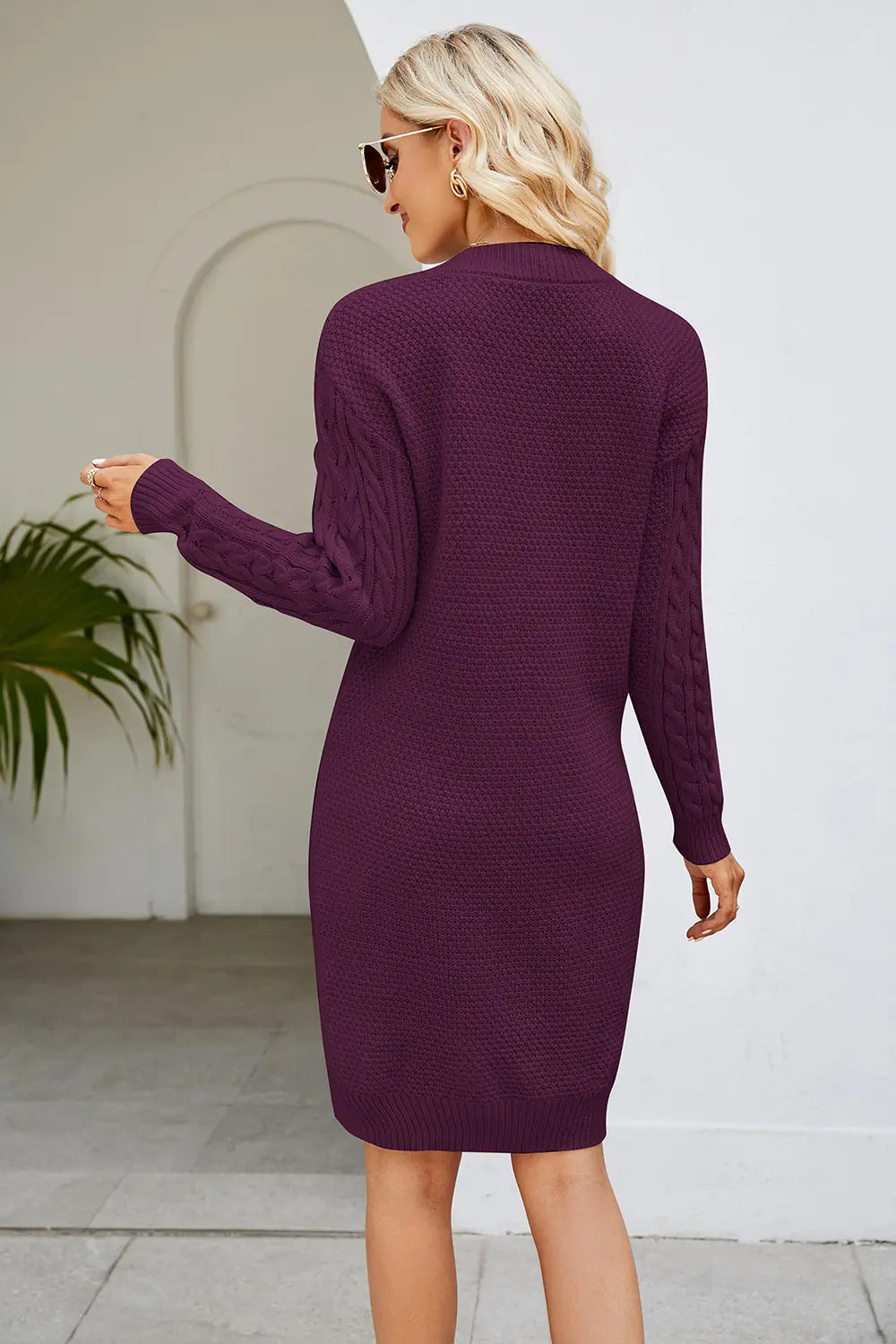 Cable-knit Long Sleeve Sweater Dress (10)